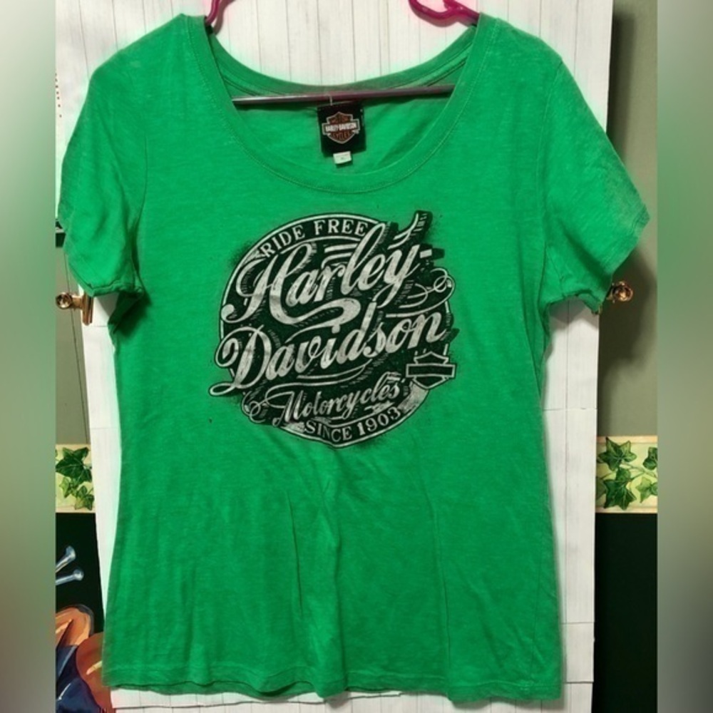 🍉Harley Davidson green short sleeve T-shirt